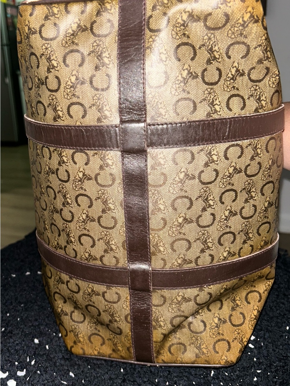 Celine Brown Monogram Canvas Top-Handle Satchel - Picture 9 of 11